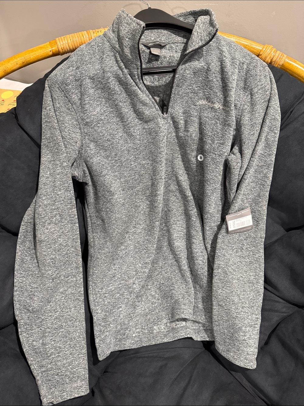 Eddie Bauer Gray Heather Quarter-Zip Turtleneck Pullover